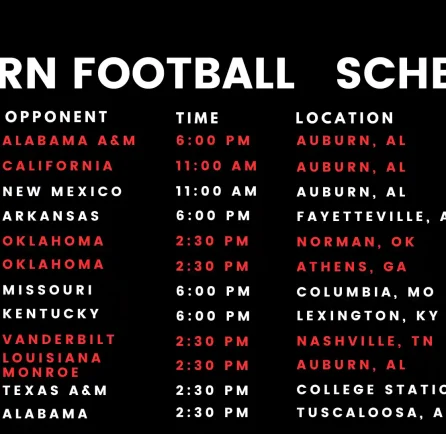 Auburn Football Schedule 2024