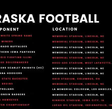 2024 NEBRASKA FOOTBALL SCHEDULE